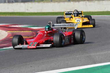 Scarperia, Italy - October 12th 2024: Ensign N179 of year 1979 ex Derek Daly drive by unknown in action during practice session at Mugello Circuit. clipart