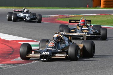 Scarperia, Italy - October 12th 2024: Arrows A1b of year 1979 ex Riccardo Patrese drive by unknown in action during practice session at Mugello Circuit. clipart