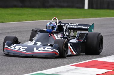 Scarperia, Italy - October 12th 2024: LEC CRP1 of year 1977 ex David Purley drive by unknown in action during practice session at Mugello Circuit. clipart