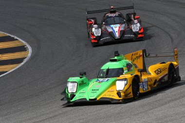 Scarperia, İtalya - 29 Eylül 2024: INTER EUROPOL COMPETITION ekibinden Oreca 07 Gibson GRAY-NOVALAK-GHIOTTO tarafından yürütülüyor.