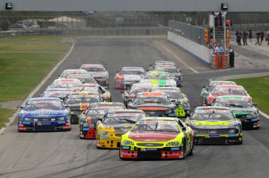 Magione, İtalya - 20 Eylül 2014: NASCAR Whelen Euro Serisi Magione 'deki Autodromo dell' Umbria 'da yarışta.