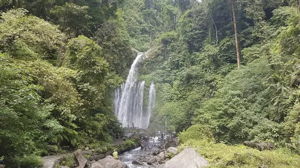 Wodospad Tiu Kelep Parku Narodowym Rinjani Lombok Indonezja — Zdjęcie stockowe
