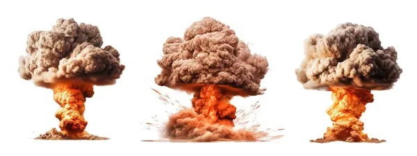 Nükleer Patlamalar Atom Bombası Seti Beyaz Zemin — Stok fotoğraf