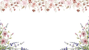 Kartlar ve düğün davetiyeleri için suluboya tarzında vektör çiçek ve elementleri kümesi.