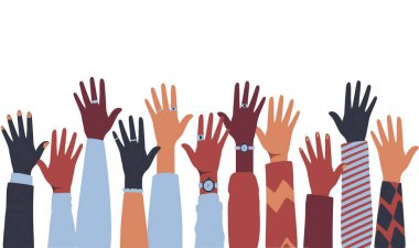 Çok ırklı ve Çeşitli Eller Şeffaf bir arka planda izole edilmiş. Vektör İllüstrasyonu