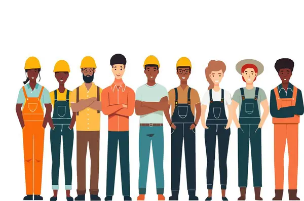 Çeşitli mesleklerden insanlar. Vektör. Teşekkür ederim Temel İşçiler Konsepti