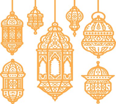 Görüntü: Ramazan Kareem Lambalı Fantaziler, Hilal ve Yıldız Vektörü