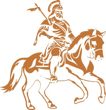 Şövalyeler ve atlar ince vektör siluetleri, basit çizgiler