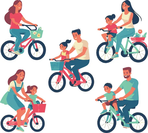 Bu canlı görüntü, bisiklet sürme sevinci ile aile bağlarını kutluyor, aktif bir yaşam tarzını ve paylaşılan açık hava aktivitelerinin eğlencesini vurguluyor..