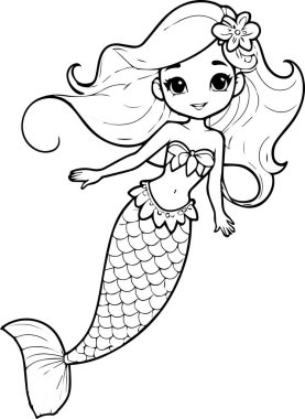 Bu eğlenceli illüstrasyonda, su altı melodilerinden zevk alırken neşeli bir ifadeyle tasvir edilen, kulaklık takan büyüleyici bir denizkızı var..