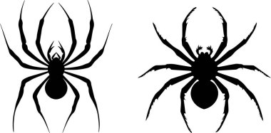 This image features detailed silhouettes of spiders, showcasing their intricate shapes and menacing forms. Perfect for themes related to nature, horror, and detailed artistic representation of arachnids.