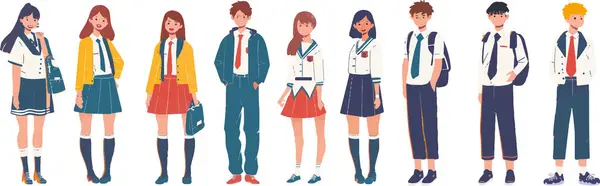 A group of students dressed in school uniforms standing together. This image captures the essence of school life and the unity among students.
