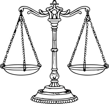 This vintage illustration of scales represents the timeless concepts of fairness and equality in the justice system. Ideal for use in legal contexts, historical projects, and justice advocacy. clipart