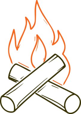 Odun yığınının tepesinde alev olan bir ateş çizimi. Çizim siyah beyaz ve karamsar, gizemli bir havası var. Ateş, görüntünün odak noktasıdır.