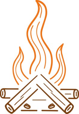 Odun yığınının tepesinde alev olan bir ateş çizimi. Çizim siyah beyaz ve karamsar, gizemli bir havası var. Ateş, görüntünün odak noktasıdır.