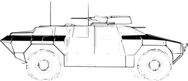 Çatısı ve siyah tamponu olan askeri bir araç.