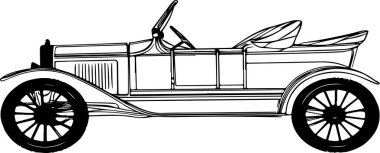 1920 'lerin Klasik Roadster Vintage Araba Çizimi