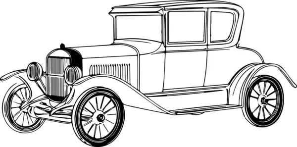 stock vector 1920s Classic Coupe Vintage Car Side View Drawing