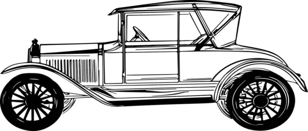 stock vector 1920s Classic Model T Car Side View Drawing