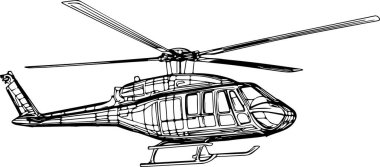 High-quality side angle illustration of a helicopter, perfect for technical and aviation-related projects. clipart