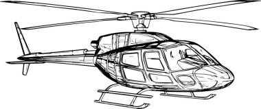 Detailed side view illustration of a helicopter in flight, ideal for aviation projects and designs. clipart