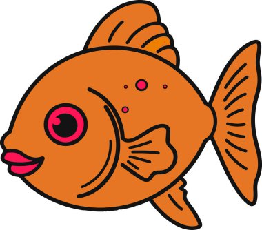 Anlamlı gözleri olan sevimli bir turuncu balık çizgi filmi..