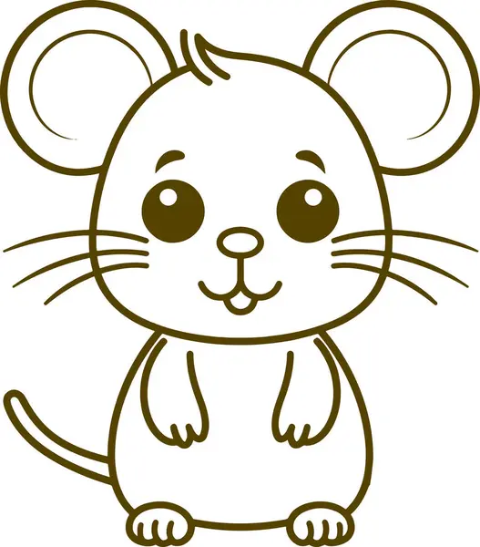 Siyah beyaz şirin bir fare çizgi filmi, çocuk boyama aktiviteleri için mükemmel..