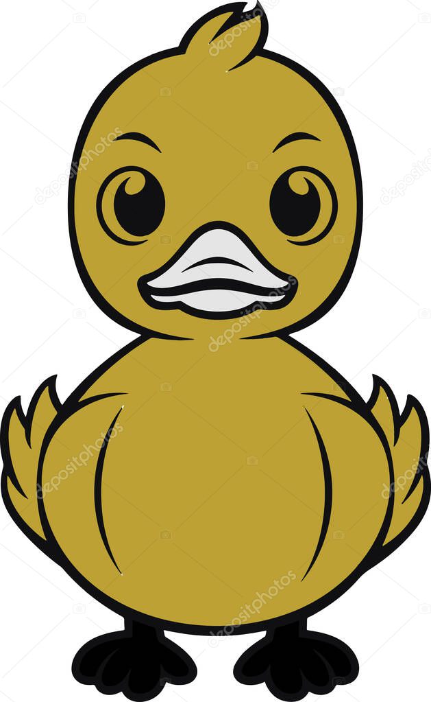 A cartoon duck with a more realistic appearance and simple details.
