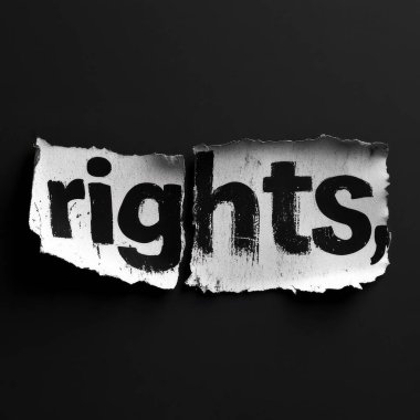 The word 'rights' boldly highlighted on paper. clipart