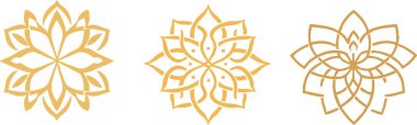 Logo ve Dekor İçin Zarif Altın Çiçek Mandala Tasarımı