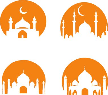 Cami Silueti Simgesi Orange Sunset Arkaplanı