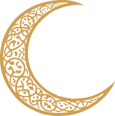 Süslemeli Altın Hilal İslami Tasarım