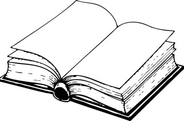 Boş sayfaları gösteren açık bir kitap, basit siyah ve beyaz tasarım konseptleri üzerinde çalışmak ve yazmak için yaratıcı olanaklar sunar..