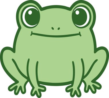 Şirin Çizgi Film Kurbağası Dik Oturma Çizimi