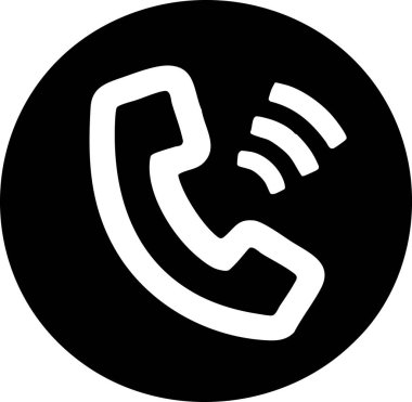 Somut bir siyah arkaplan üzerinde beyaz olarak gösterilen izole bir telefon simgesi Web siteleri, sunumlar ve uygulamalar için kullanın.