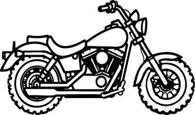 Beyaz arka planda klasik bir motosiklet çizimi yaratarak yaratıcı projeler ve tasarımlar için mükemmel bir tasarım..