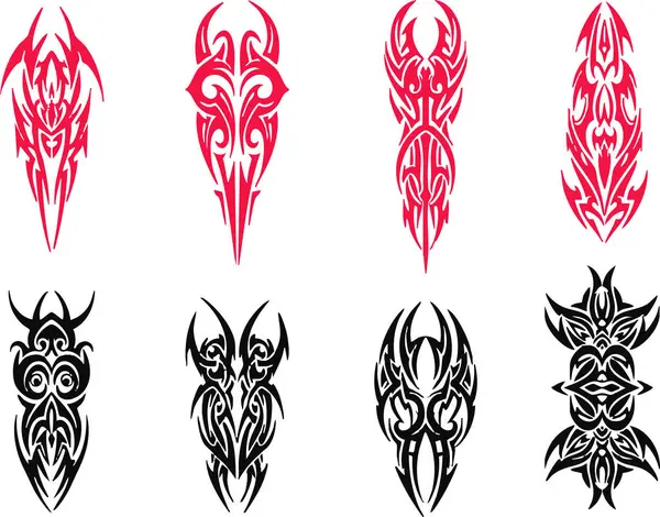 Kabile Dövmeleri Dizaynları Kırmızı ve Siyah Süslemeler