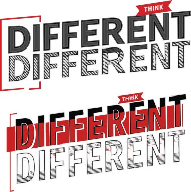 Farklı metin çizimleri yaratıcı bir sanat kavramını koyu siyah ve kırmızı renkte, grafik tasarım elemanları tarafından vurgulanmış, motivasyonel ve ilham verici amaçlar için eşsiz, sanatsal bir mesaj ileterek gösterir..