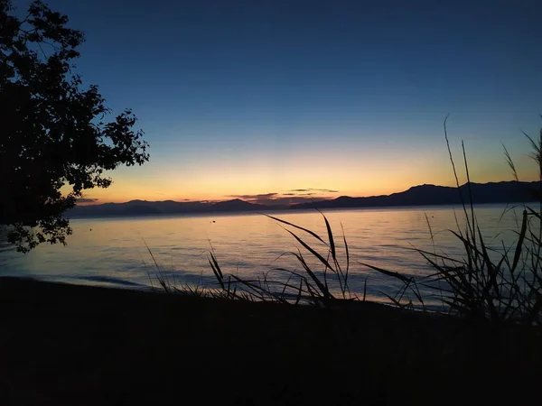 Matahari Terbenam Evia Utara Yunani — Stok Foto