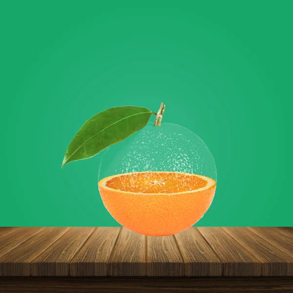Orange Fruit Photo Manipulation Art Work - Delicious Orange With Half Transparent Effect