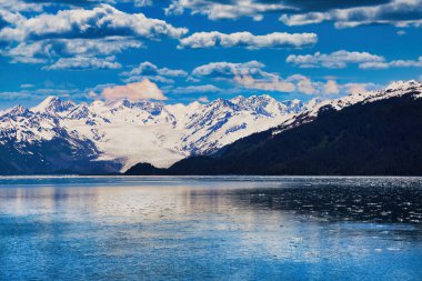 Buzul, su dağı, gökyüzü, bulutlar, kar, 