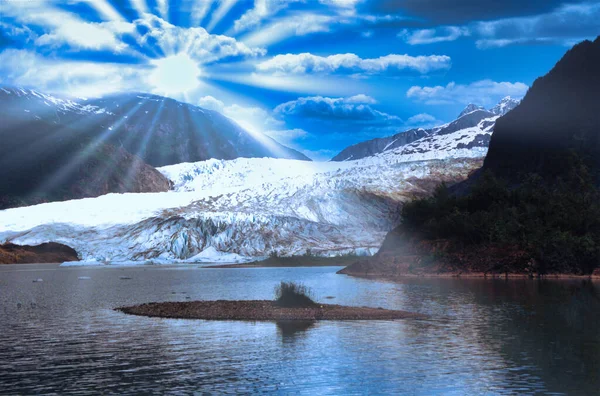 Reflexão Glaciar Azul Alasca — Fotografia de Stock