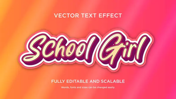 School Girl Pink Vector Text Effect — Stock Vector