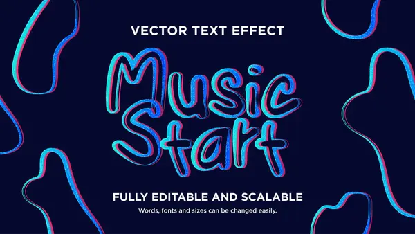 Música Iniciar Efecto Texto Editable — Archivo Imágenes Vectoriales