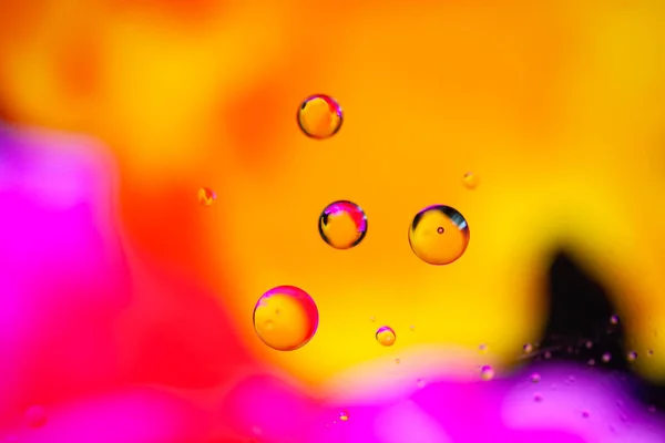 Bubblor Abstrakt Orange Bakgrund Olja Vatten — Stockfoto