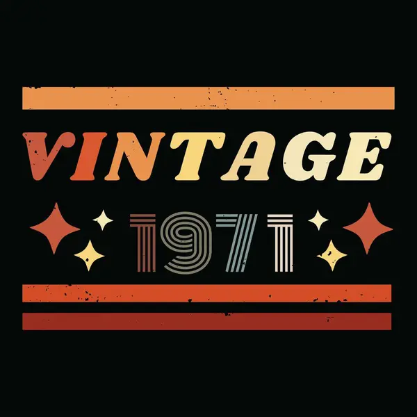 1971 요소와 빈티지 다채로운 복고풍 디자인 — 스톡 벡터