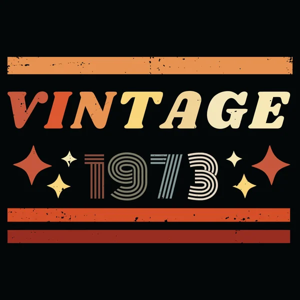 1973 Vintage Colorido Retro Shirt Design Com Elementos Vetoriais — Vetor de Stock