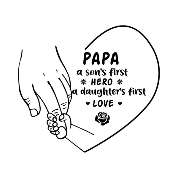 Papá Hijo Primer Héroe Una Hija Primer Amor Camiseta Diseño — Vector de stock