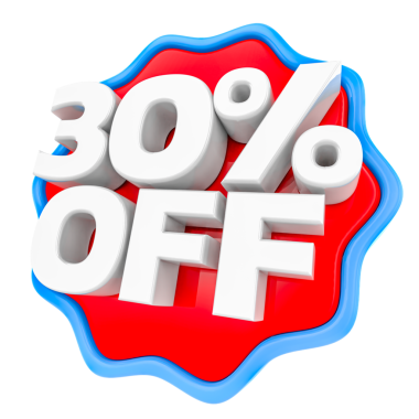  % 30 indirimli kırmızı ve beyaz rakamlar izole edildi