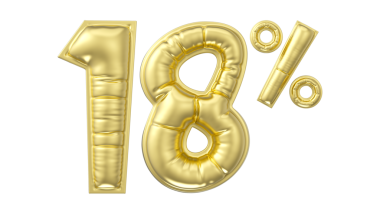 Yüzde indirim. Sayı şeklinde altın renkli bir balon. 3B görüntüleme